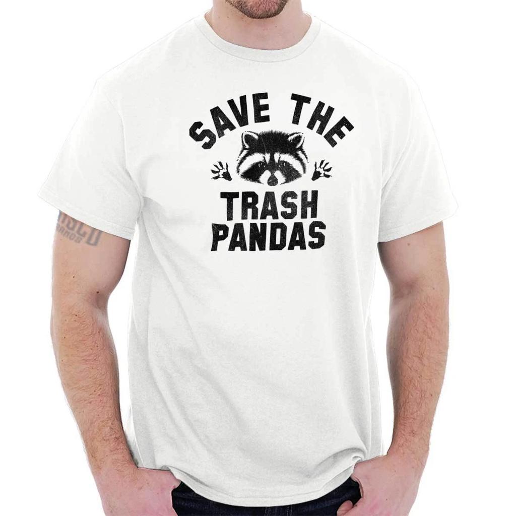 Save The Trash Pandas Adorable Raccoon Gift Womens or Mens Crewneck 100% Cotton T-shirt Mens Tees Top Tee