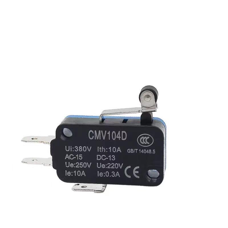 Miniature CMV104D Micro Switch with Short Lever and Roller, Self-Resetting, 1 NO/1 NC.