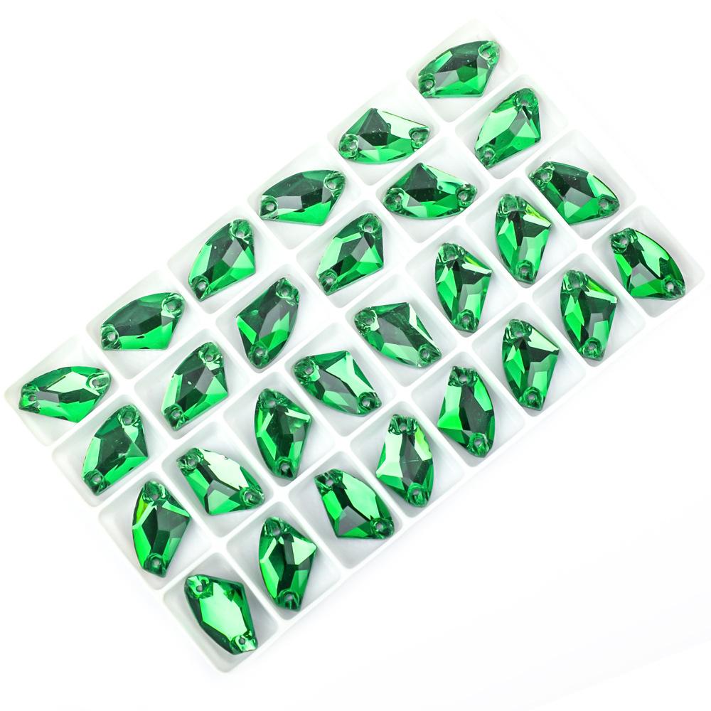 Weichen Flat Bottom Double Hole Color Axe Shape Hand Sewn Buckle Glass Rhinestone Diy Dress Wedding Dress Accessories