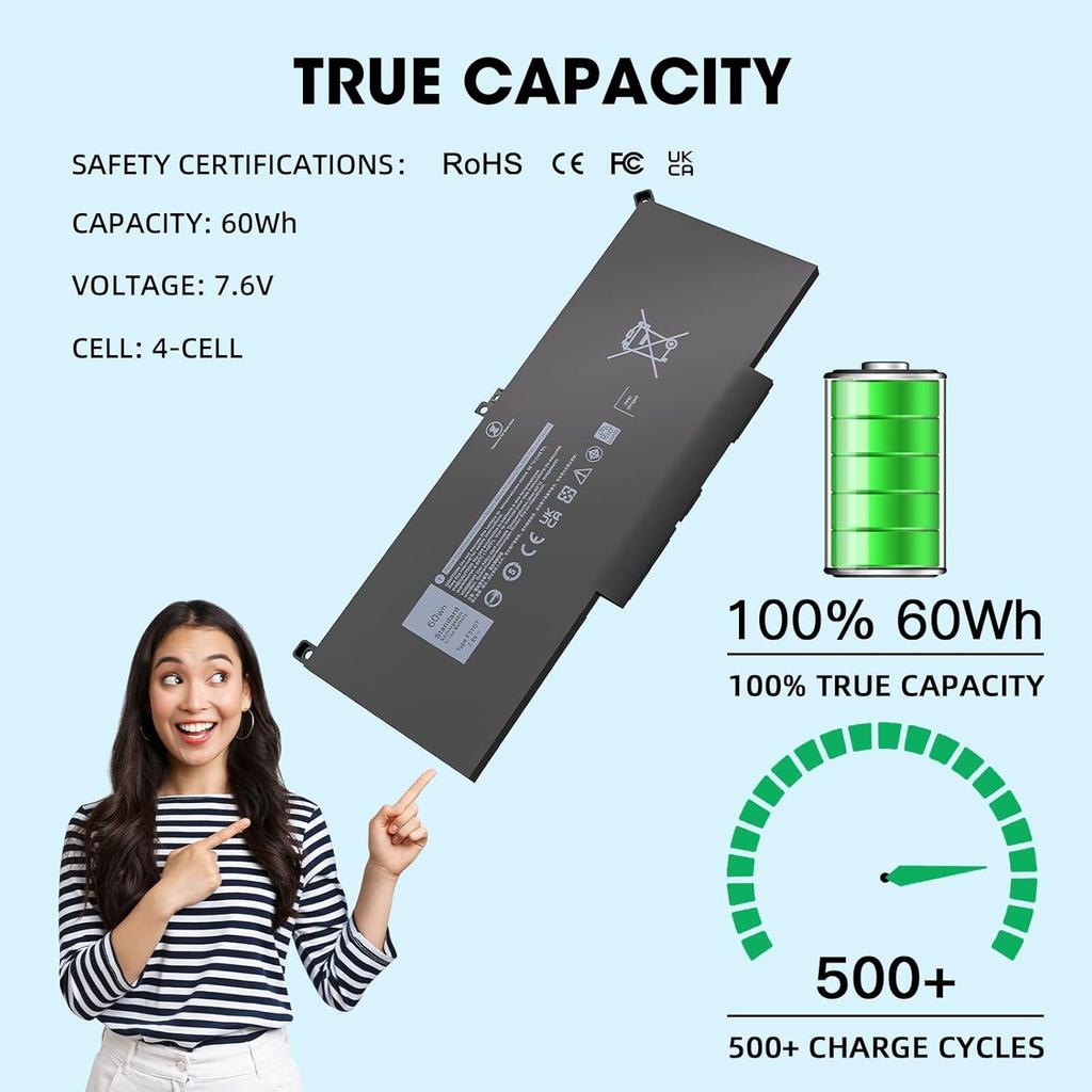 Latitude 7480 7490 Battery F3YGT Laptop Replacement for Dell Latitude 14 7000 7480 7490 12 7280 7290 13 7390 7380 E7480 E7490 E7280 E7290 E7390 Fits