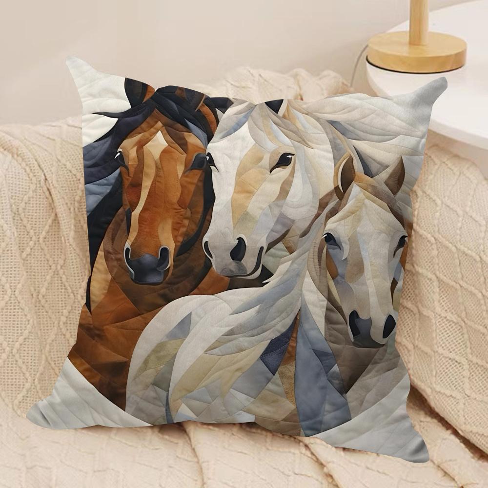 Printing Stylish Horse Cushion Cover Soft Plush Fabric DoubleSided Printed Cushion Covers for All Seasons Home Decor