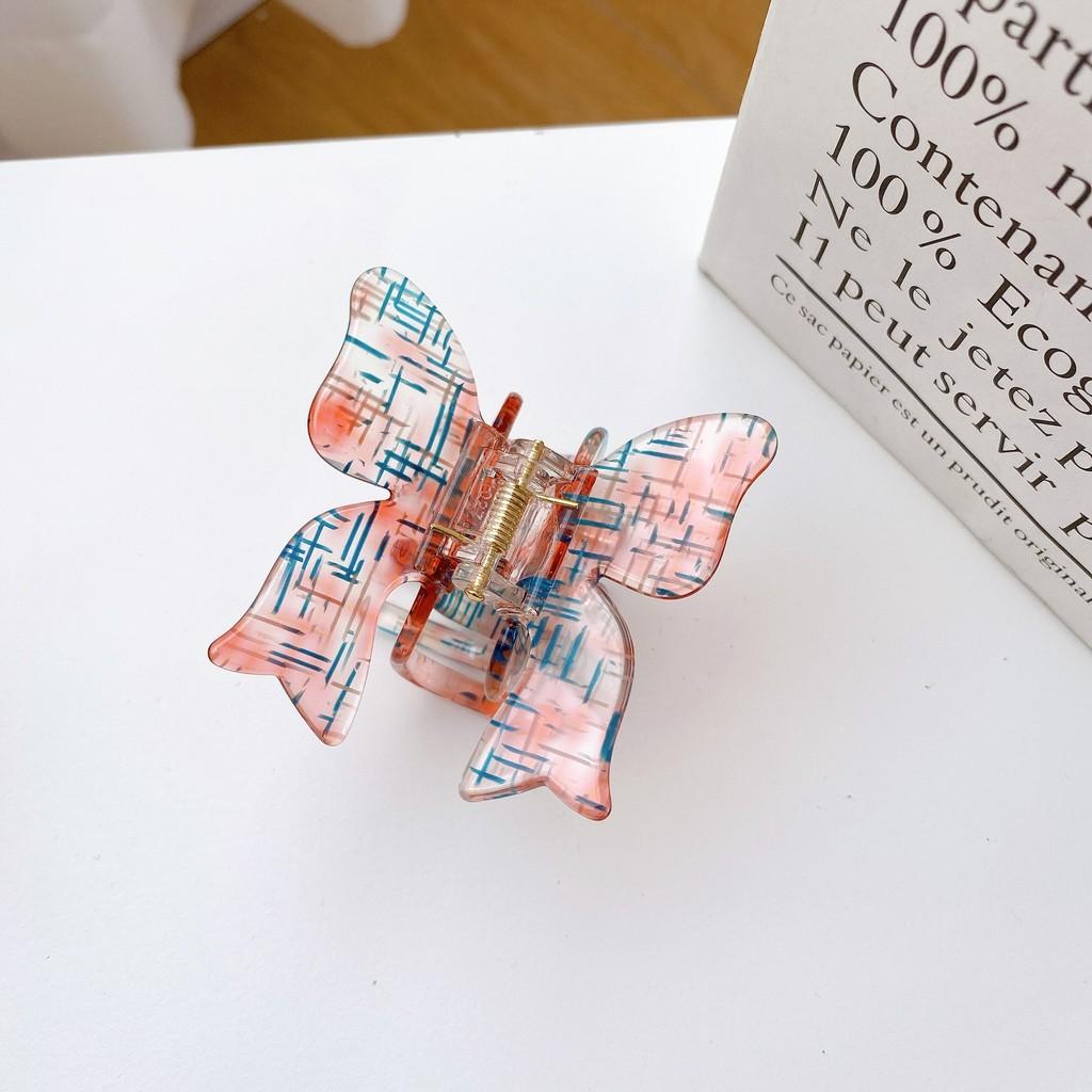 Vibrant Gradient Pink And Orange Acetate Butterfly Hair Clip For Stylish Women Gradient Pink Orange