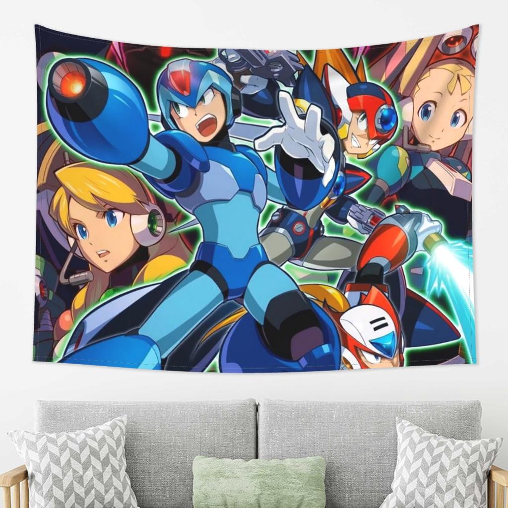 Megaman Video Game Mega Man Tapestry Decoration Art Aesthetic Tapestries for Living Room Bedroom Home Wall Cloth Wall Hanging