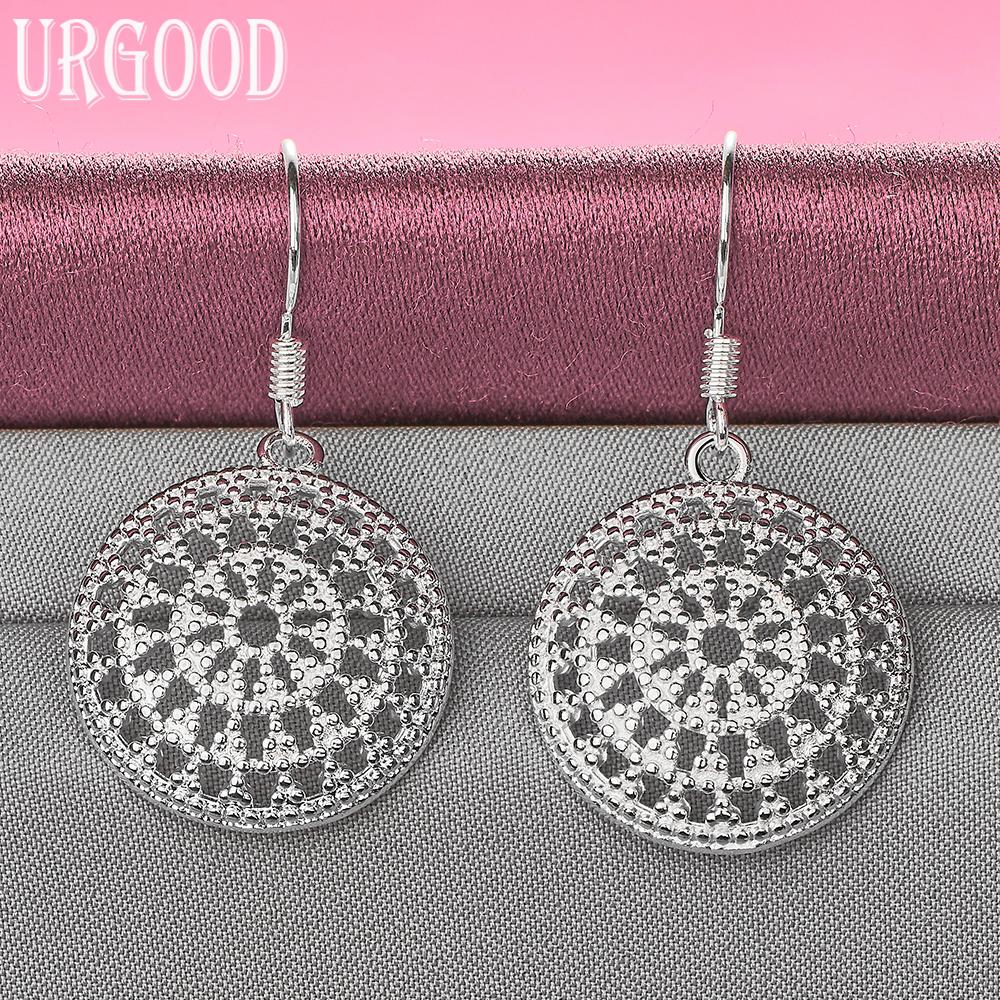 925 Sterling Silber Mode Runde Anhänger Ohrringe Hochzeitsschmuck