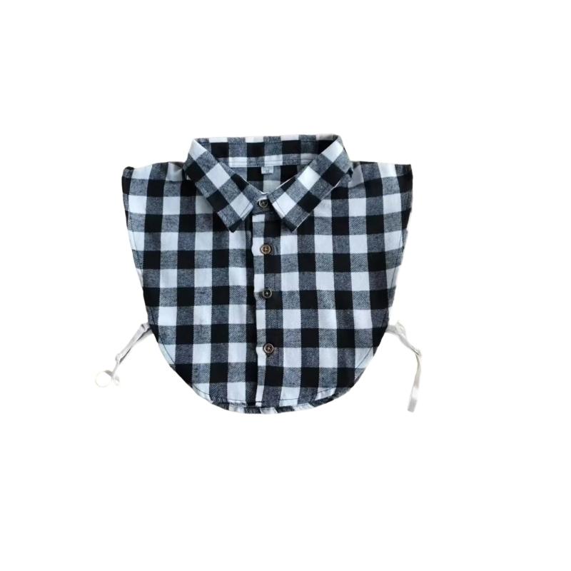 Insert Casual Cotton Collar Elegant Sweet False Collar Half Shirt for Lady Delicate Checkered Collar Casual Insert