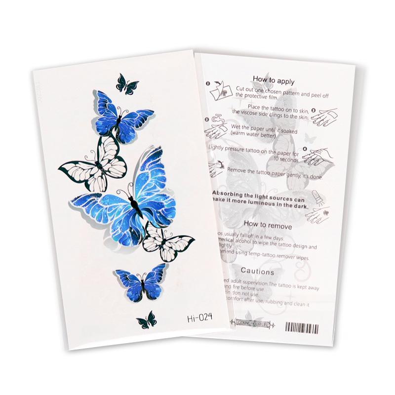 Waterproof Blue Luminous Tattoo Stickers: Snake & Butterfly Designs for Festivals