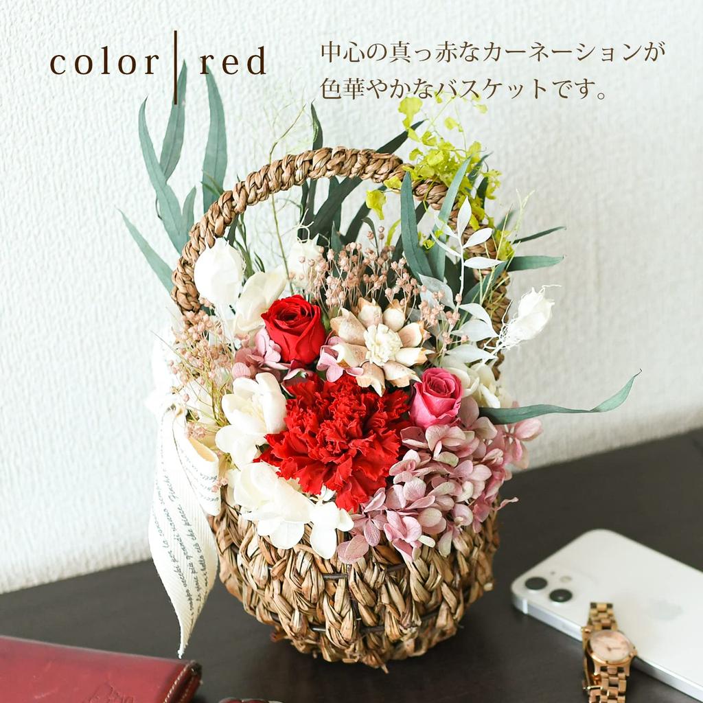 Apron Selection Preserved Flower Basket (Orange) Wrapped In a Clear Case, Made In Japan by a Floral Arranger (Gift/Present/Mother's Day)