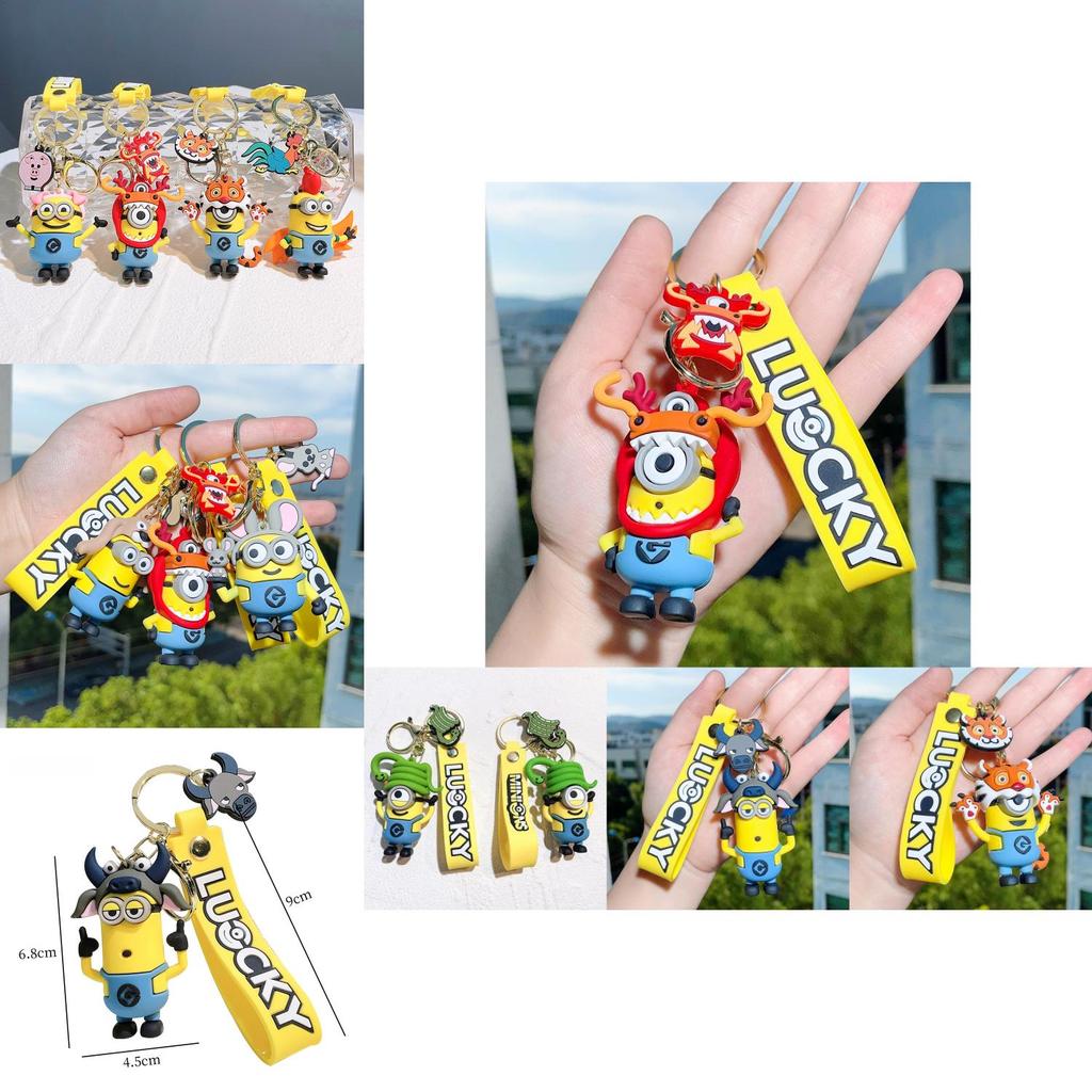 Adorable Cartoon Zodiac Silicone Keychain Cute Animal Car Hanging Charm