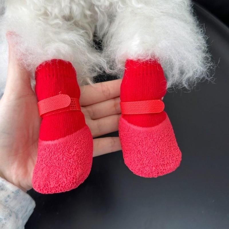4Pcs/Set Non-slip Dog Shoes Waterproof Pet Boots Cute Puppy Mesh Shoes Pet Supplies