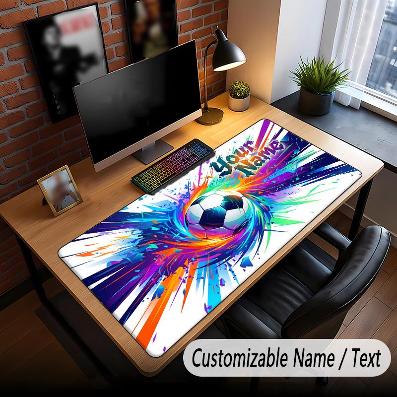Soccer Theme Custom Mouse Pad Personalized With Name Text Customized Desk Mat For Office Home Decor