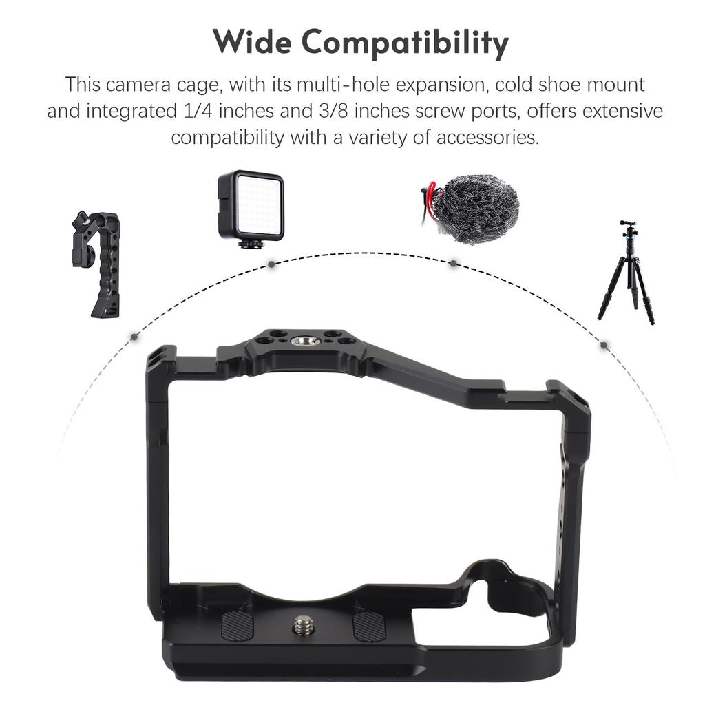 Metal Camera Cage Aluminum Alloy Multi Hole Expansion Camera Protective Frame with Cold Shoe Mount for R7 R8 Cameras