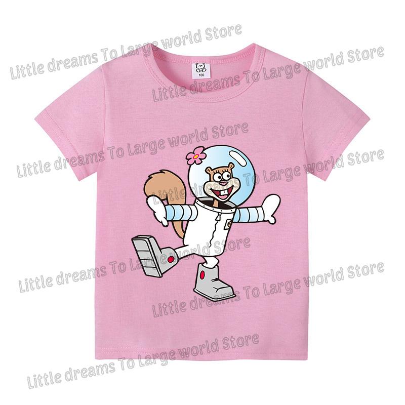 SpongeBobs Cartoon Tshirt for Children Cotton Soft Tee Boys Girls Tops Colorful Clothing Anime Printed Clothes Birthday Gift