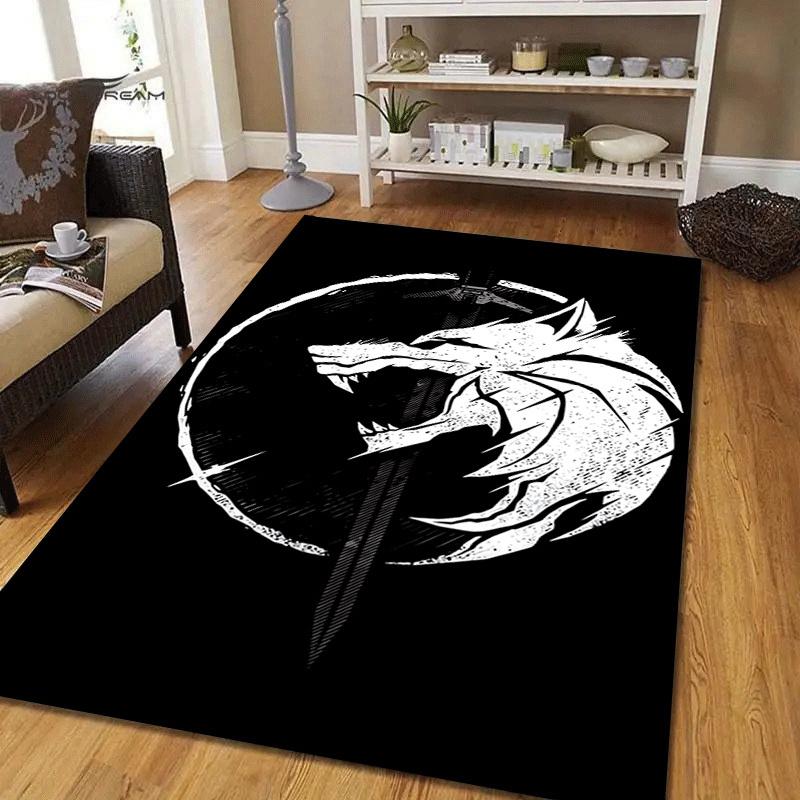 1pc Viking wolf pattern Print, Design Indoor Area Rug - Soft, Anti-Slip, and Durable Gaming Room Decor for Bedroom, Living Room