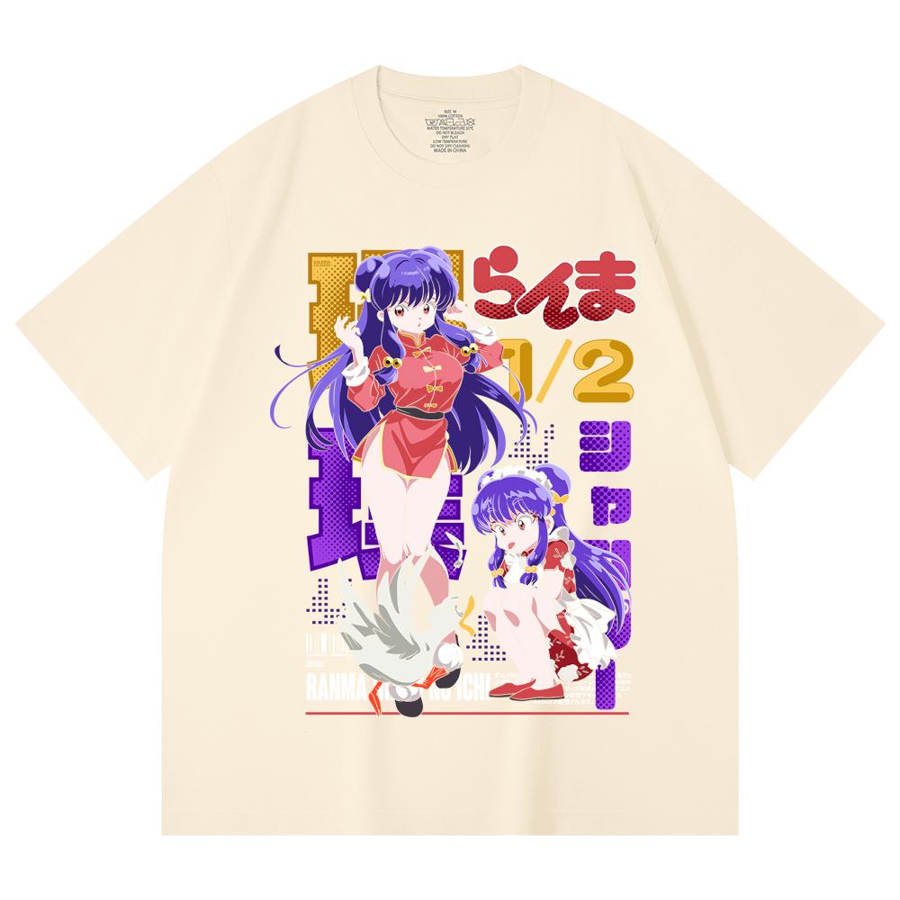 

230 Gsm 100% Cotton Ranma 12 V4 Shampoo Print Unisex Heavy Cotton T Shirt XS абрикосовый
