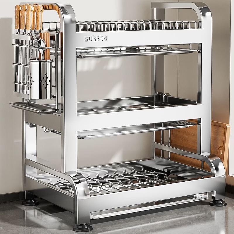 304 Stainless Steel 3-Tier Countertop Dish Drying Rack