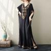 Női Plus Size Laza Hímzett Hosszú Ruhák Nyári V-nyakú Vintage Strand Bohém Ünnepi Ruha