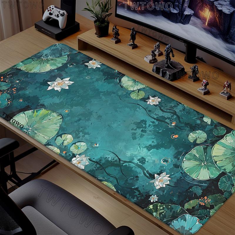 Green Lotus Leaf Mouse Pad Gaming XL Large Computer HD Mousepad XXL Mouse Mat Office Natural Rubber Soft Carpet Mice Pad