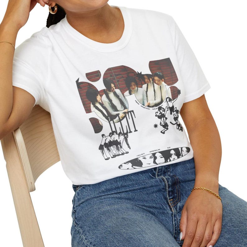 2026 Summer Fashion Trendy Tee Men Women Vintage Top ILLIT Minimalist Kpop Fan T-shirt, White Softstyle Idol Tee