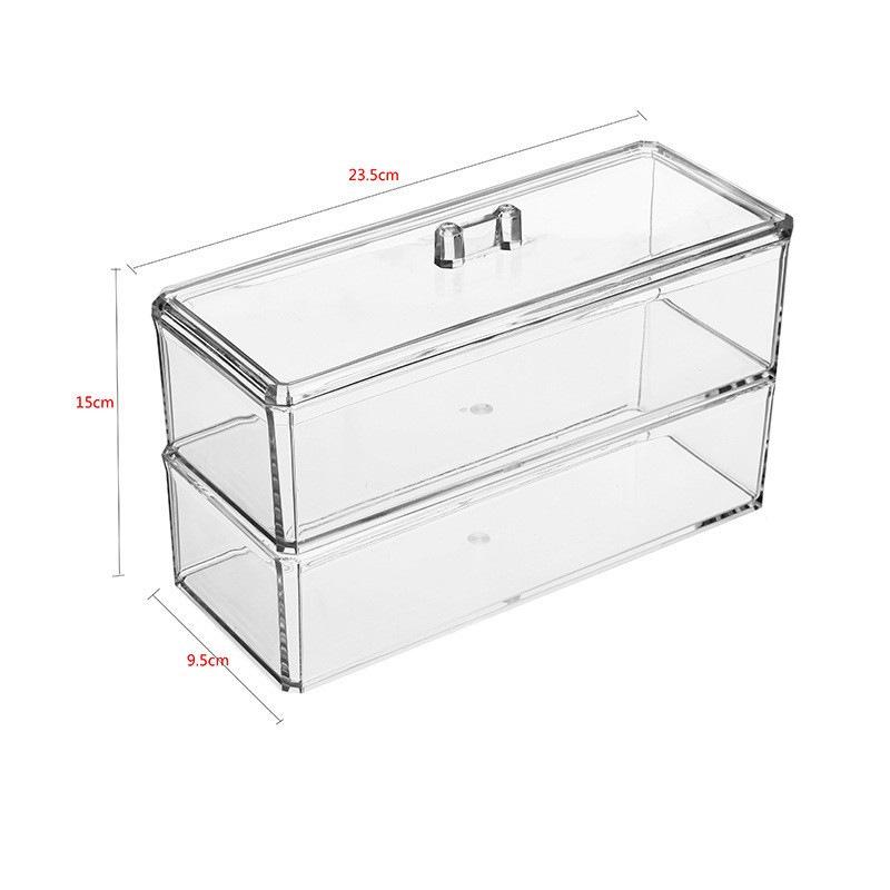 Acrylic Cotton Swab & Makeup Remover Storage Box with Lid - Transparent Square Organizer & Toothpick Holder