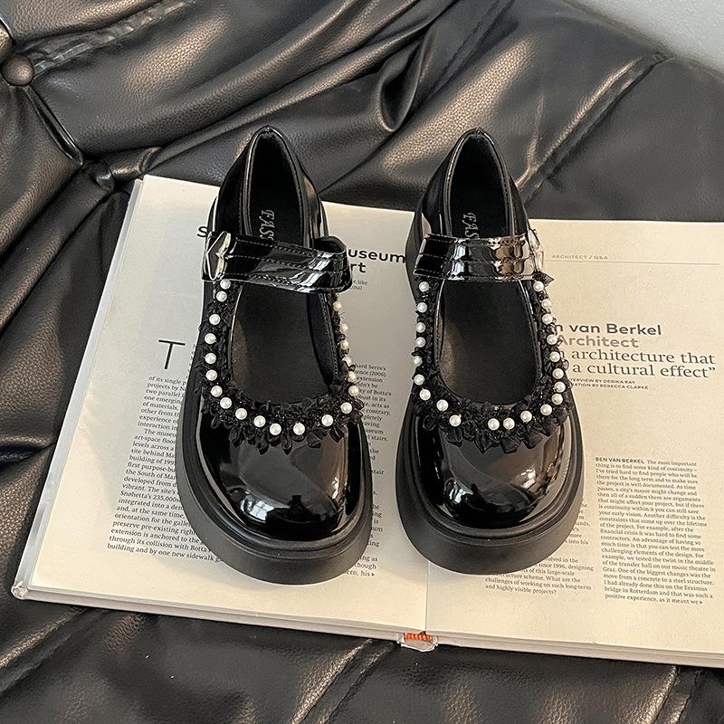British Style Pearl Small Leather Shoes Women's Summer Fashion Retro Buckle Japanese Jk with Skirt Platform Mary Jane Single Shoes