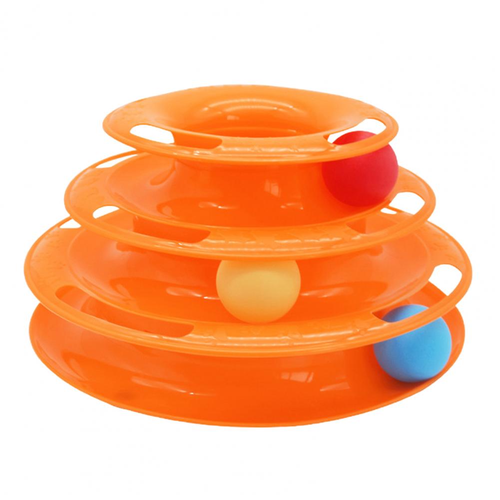 3 Level Cat Toy Tower Tracks Interactive Cat Intelligence Training Amusement Plate Tower Cat Tunnel Tracks Disc Kitten Track Toy