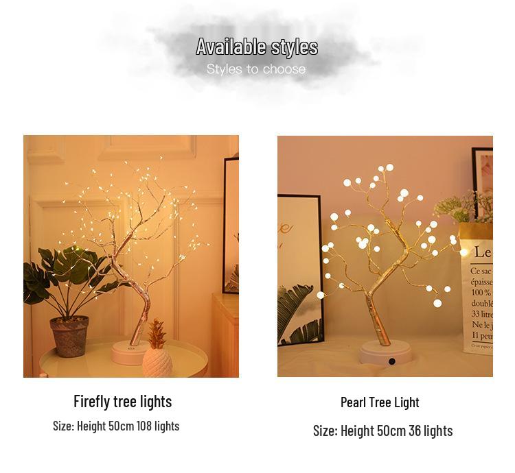 Xianci Starry Sky Table Lamp: Creative LED Pearl Golden Leaf Light for Bedroom Decor