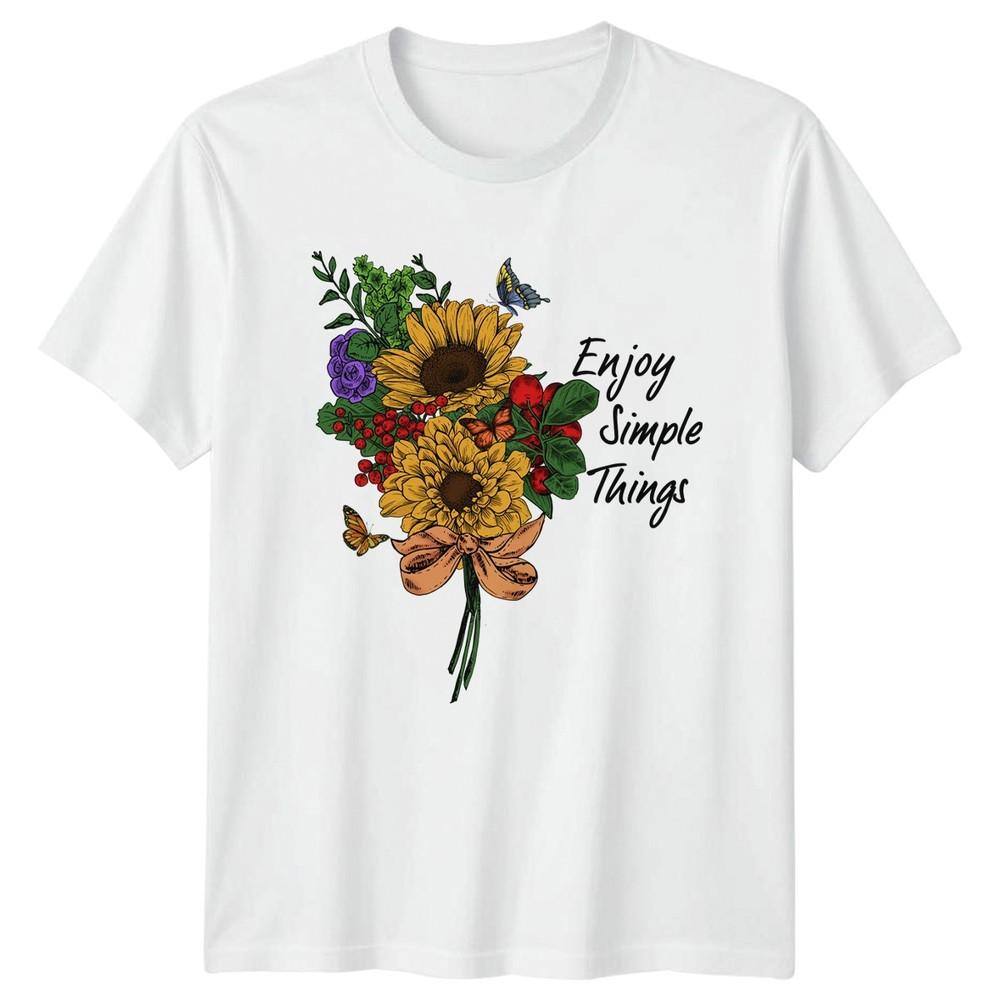 Enjoy Simple Things TShirt Botanical Butterflies Nature Lovers And Her S