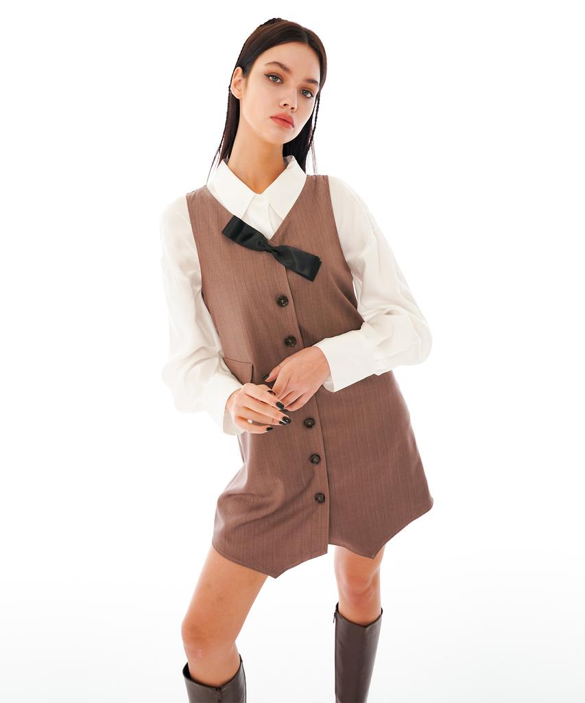 OTHER-worldly Ribbon Vest Dress [Brown]