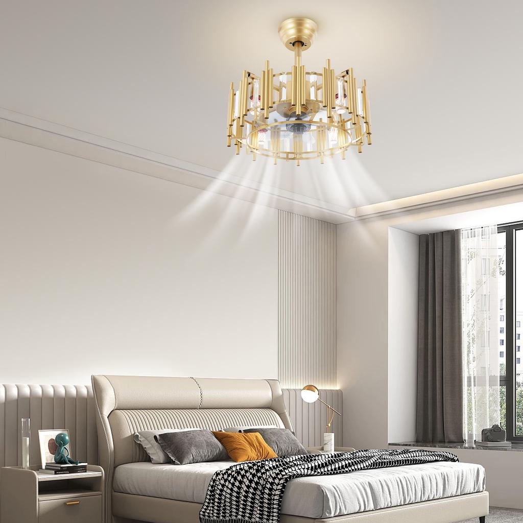 Bymaocar 20" Ceiling Fan Light LED Chandelier 60w Semi Flush Mount Indoor/outdoor Pendant Lamp Remote Control Fixture Low Noise