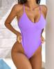 Sexy Women's Swimwear Solid Color Cutout One-Piece Swimsuit Bikini Beachwear Bathing Suits