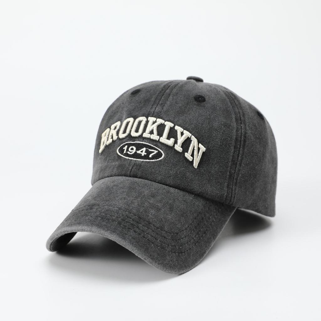 Washed old baseball cap women's retro letter embroidered sunscreen cap men's soft top sun hat