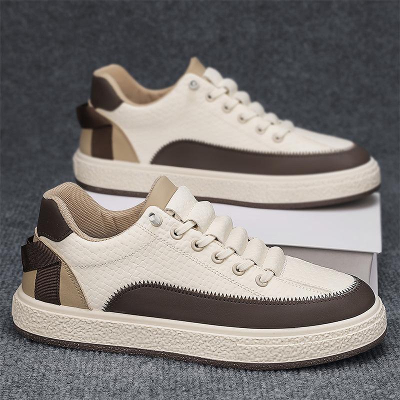 

Spring men s leather thick-soled elastic band foot shoes, new green daily versatile casual sports shoes 39