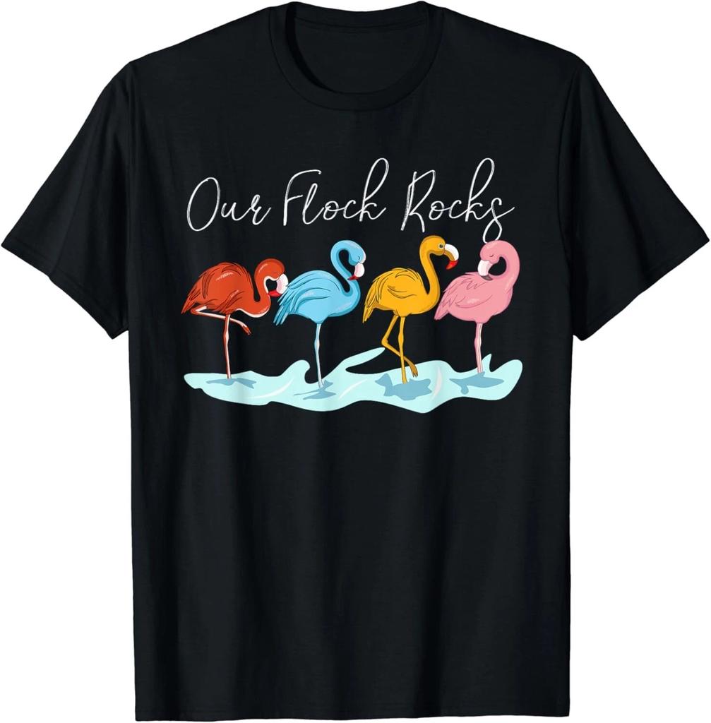 Our Flock Rocks Flamingos Lover Family Vacation Group Gift Unisex T-Shirt