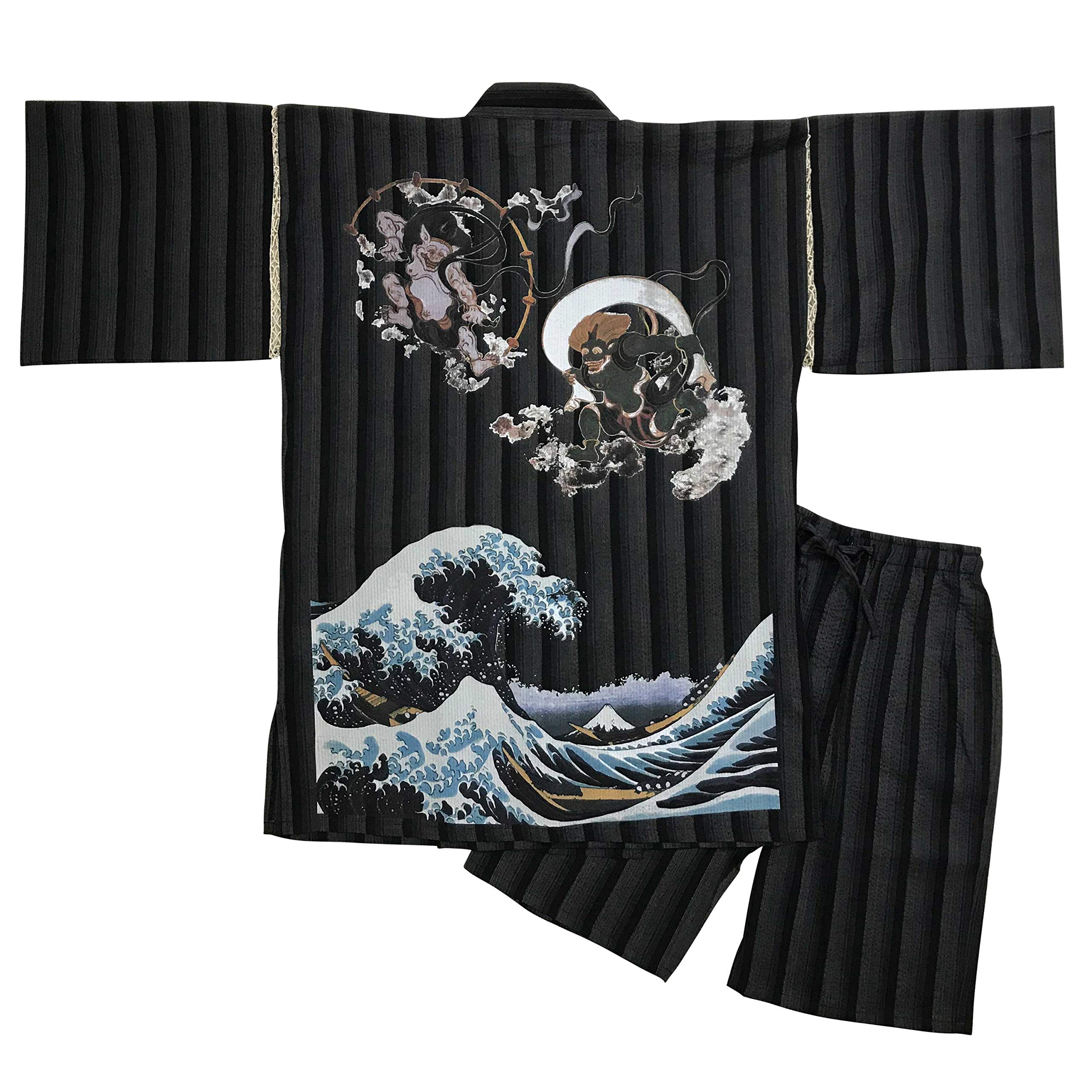 

Эдотэн Джинбей с оригинальным принтом Ветер Гром Волна Серый Размер 5L Мужской Шиджира-тканый (Джинбэй) Лето, Прохладно, 100% хлопок, Узор, Бог, Бог, Цвет,