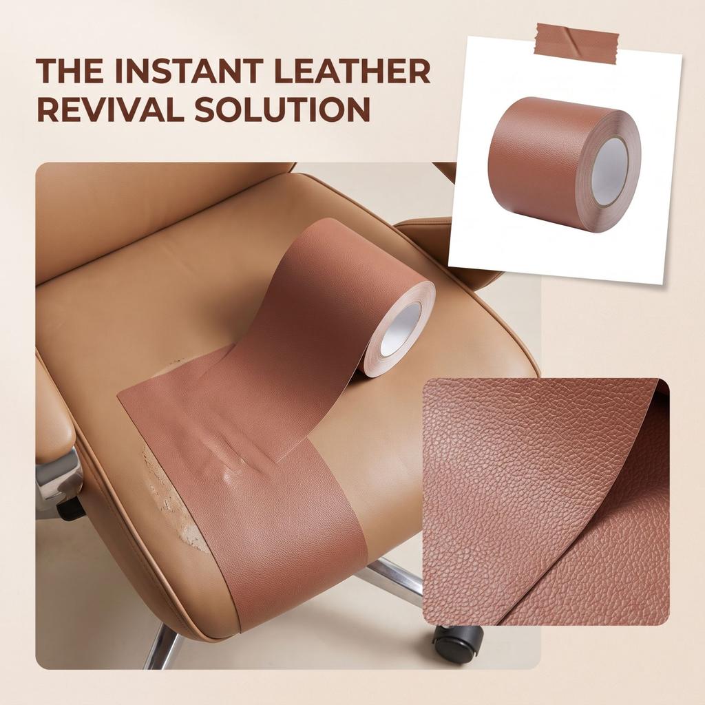 Self-Adhesive Leather Tape Kit - Strong Adhesive Patch for Sofa, Car, Chair, Furniture, Jacket - 30cm Wide 1m Long