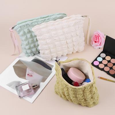 3Pcs Travel Toiletry Bag Solid Color Makeup Organizer Bag Large Capacity Women Bubble Makeup Bag Lightweight Simple Make Up Bag