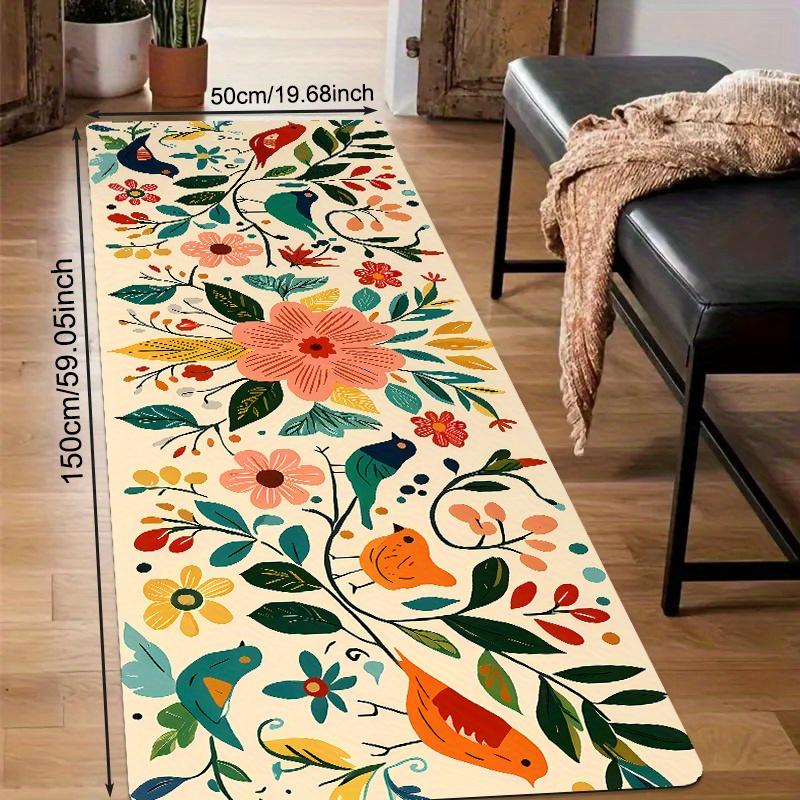 VIKAMA Schöner Blumenteppich Lebendiger Küchenteppich Fußmatte Weiche Lange Matte Teppich Für Schlafzimmer Teppich Für Wohnzimmer Badezimmerteppich