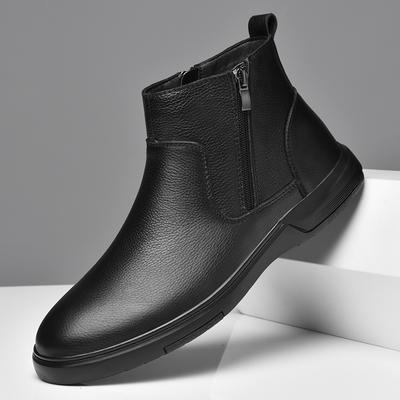 British Style High Top Men's Chelsea Flat Designer Boots Luxury Brand Genuine Leather Oxford Shoes Autumn Winter Walking Shoes