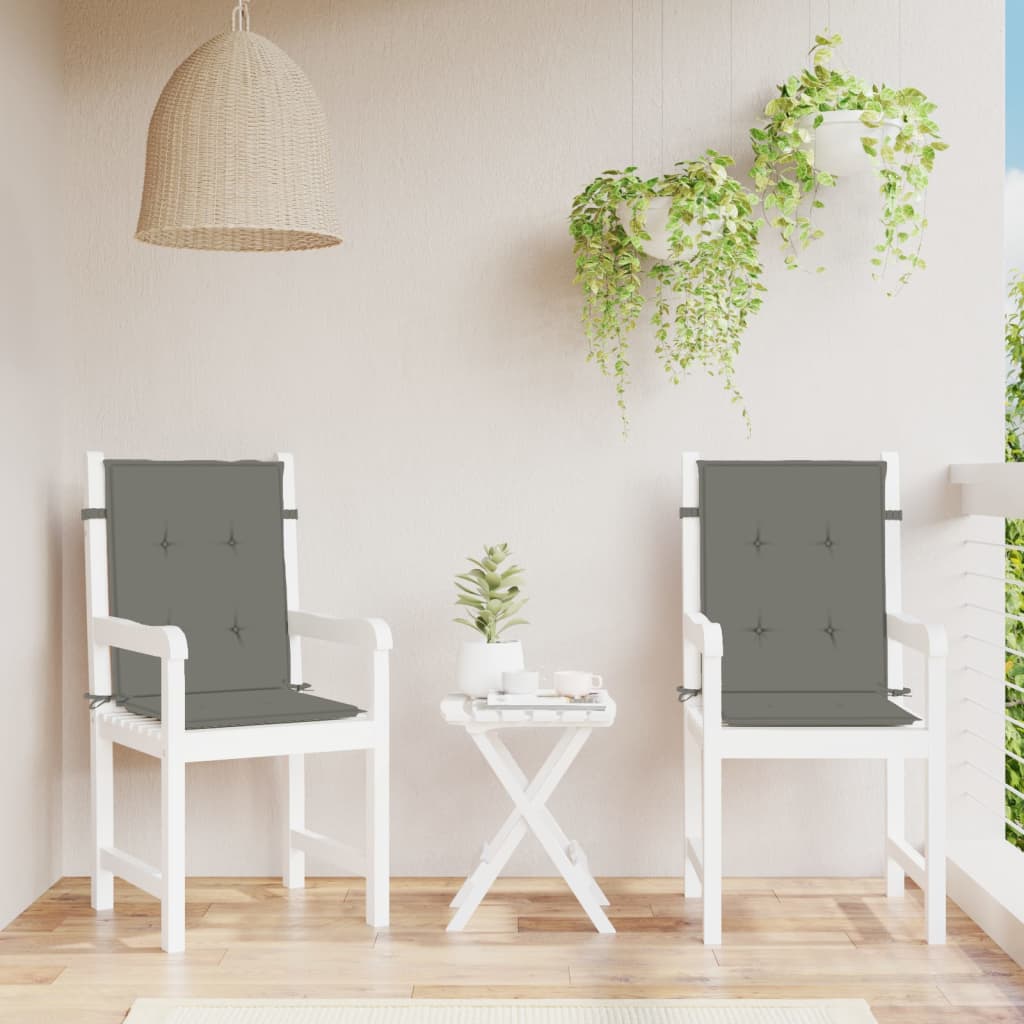 Low Backrest Cushions 2 Pcs. Dark Gray 100x50x4 Cm Fabric