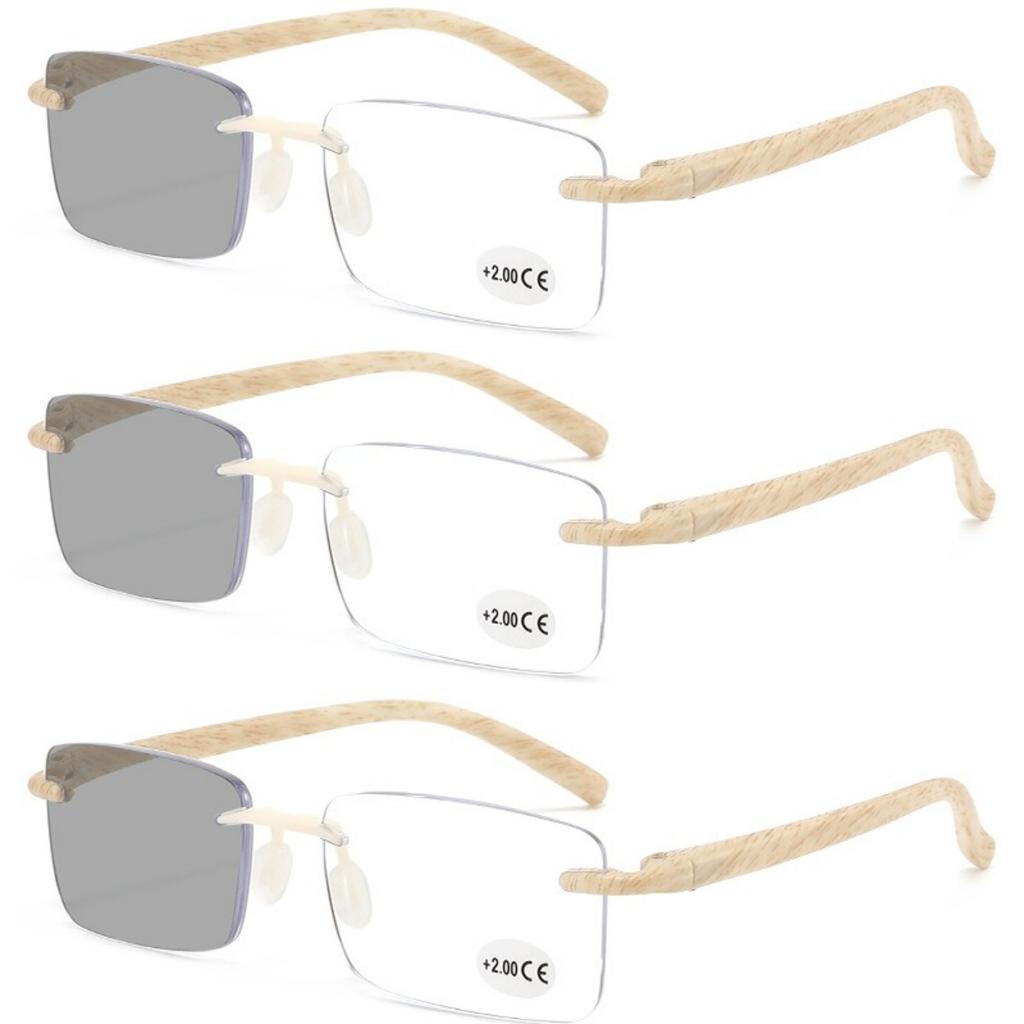 3pcs Retro Reading Glasses For Men Women Rimless Design Men's Presbyopic Glasses Blue Light Blocking