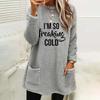 European & American Women's New Style Letter Print Round Neck Loose Plush Hoodie with Pockets