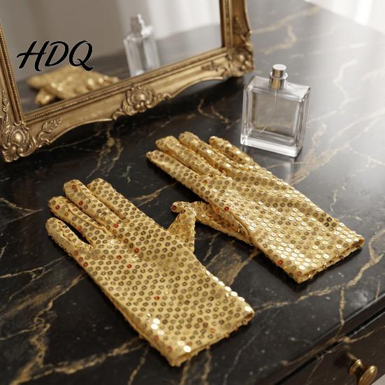 Breathable Sequin Gloves 1 Pair Shiny Silver for Adults Stretchy Mesh Lightweight Metallic Sparkly Performance Dance Stage Costumes Halloween Party