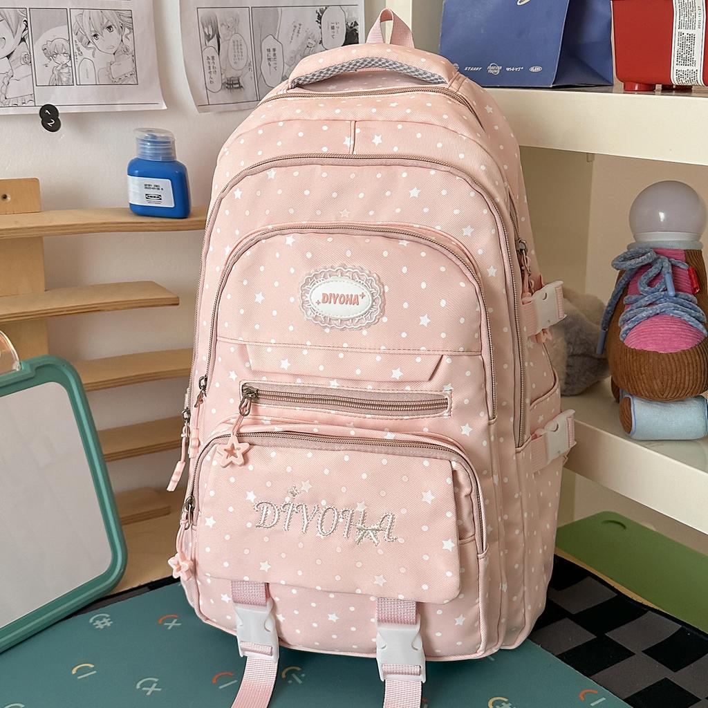 Schoolbag Japanese Casual Printed School Bag Female Junior High School Student Versatile Cute College Style Backpack Travel Lightweight Backpack