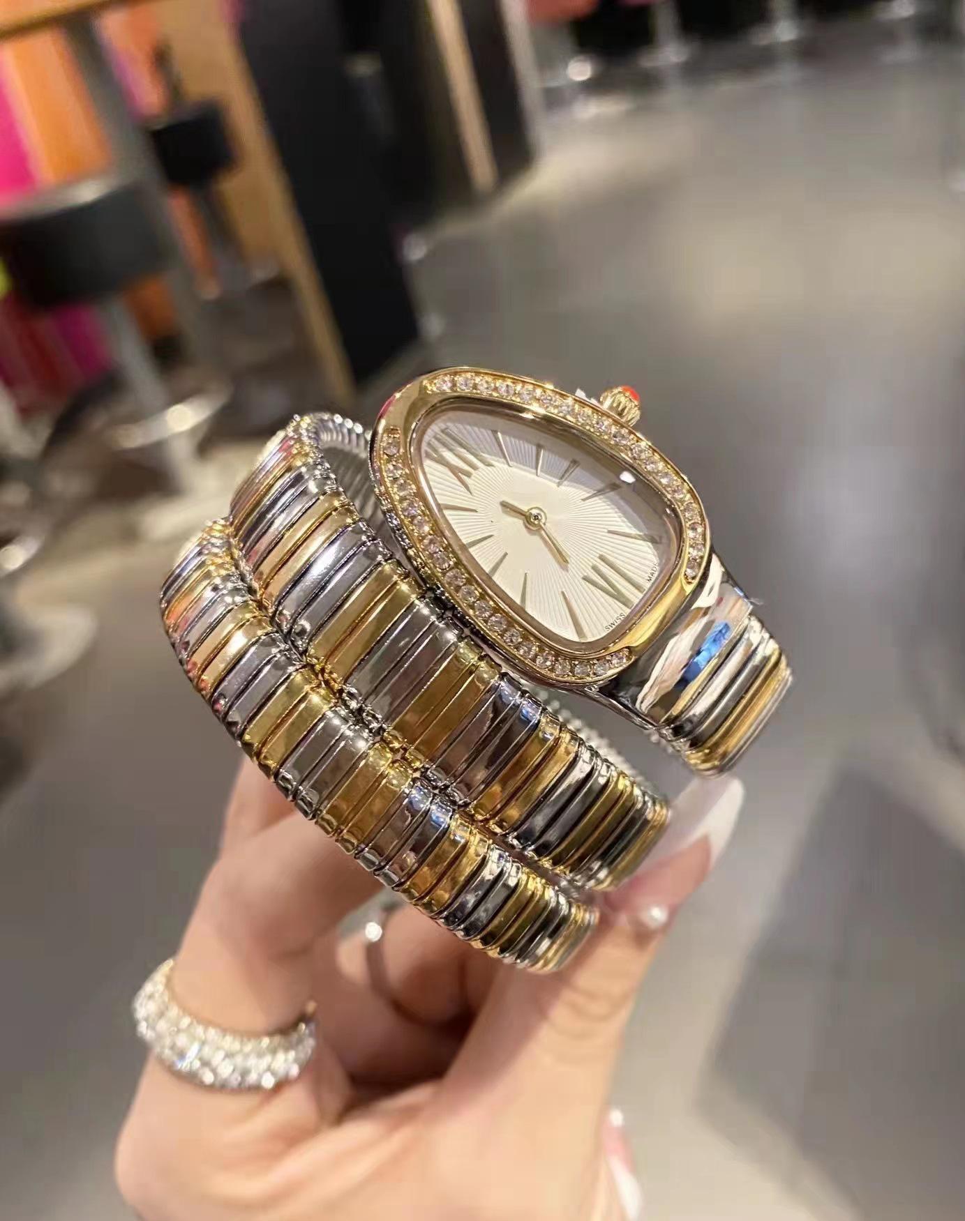 

Женские кварцевые часы с бриллиантовой отделкой Daniloo Fashion - Змеевидный браслет, Роскошный стальной ремешок, Идеально подходят для прямой трансляции в электронной коммерции розового золота