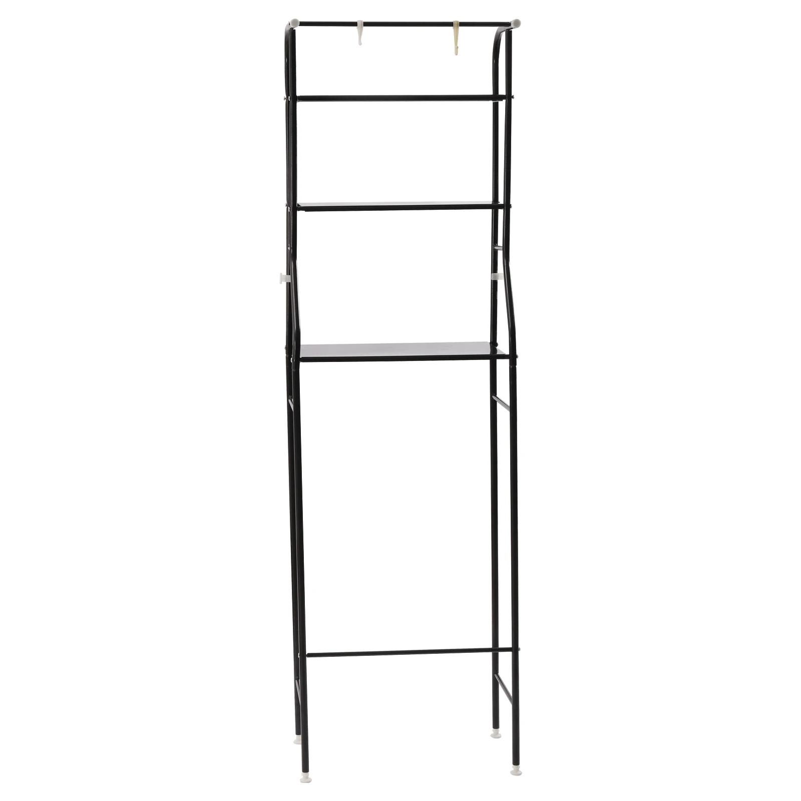 

Over The Toilet Storage Rack, 4-Tier Metal Over Toilet Organizer w/ Hooks and Waterproof Feet Pad, Freestanding Space Saver чорний