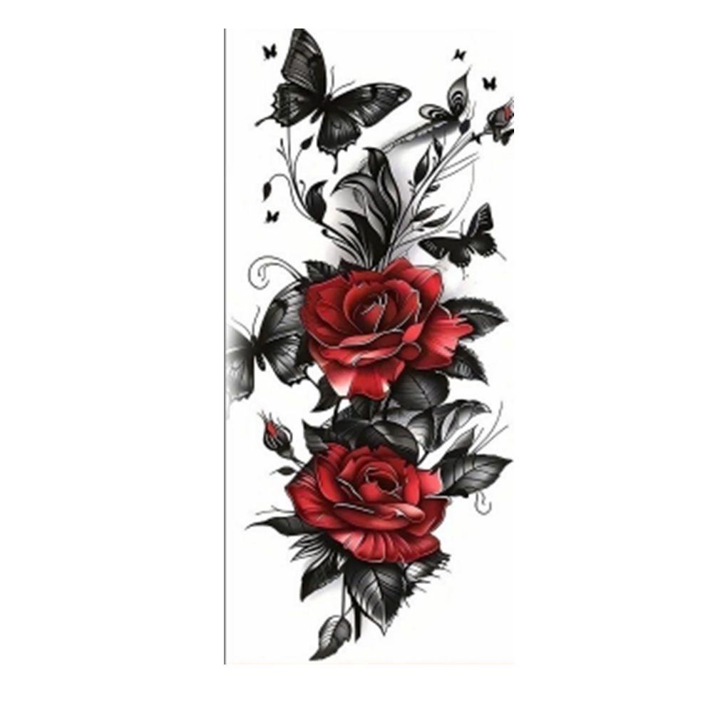 Long Lasting Rose Temporary Tattoo Flower Body Art Sticker Sweet Instant Decals Daily Use