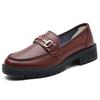 Thick-soled British Style Leather FootPairs for Lady Middle Heel BrandNew SpringSeason 33-40 CampusUses' Thick Heel Genuine Leather Loafers for