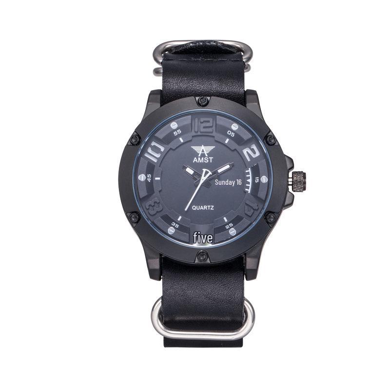 AMST Aimeishi Relógio de Quartzo Esportivo à Prova d'Água Fashion com Mostrador Grande Retrô e Calendário