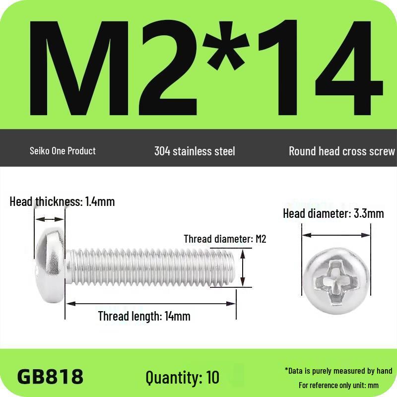 Phillips Pan Head Machine Screws, 304 Stainless Steel, Sizes M1-M10