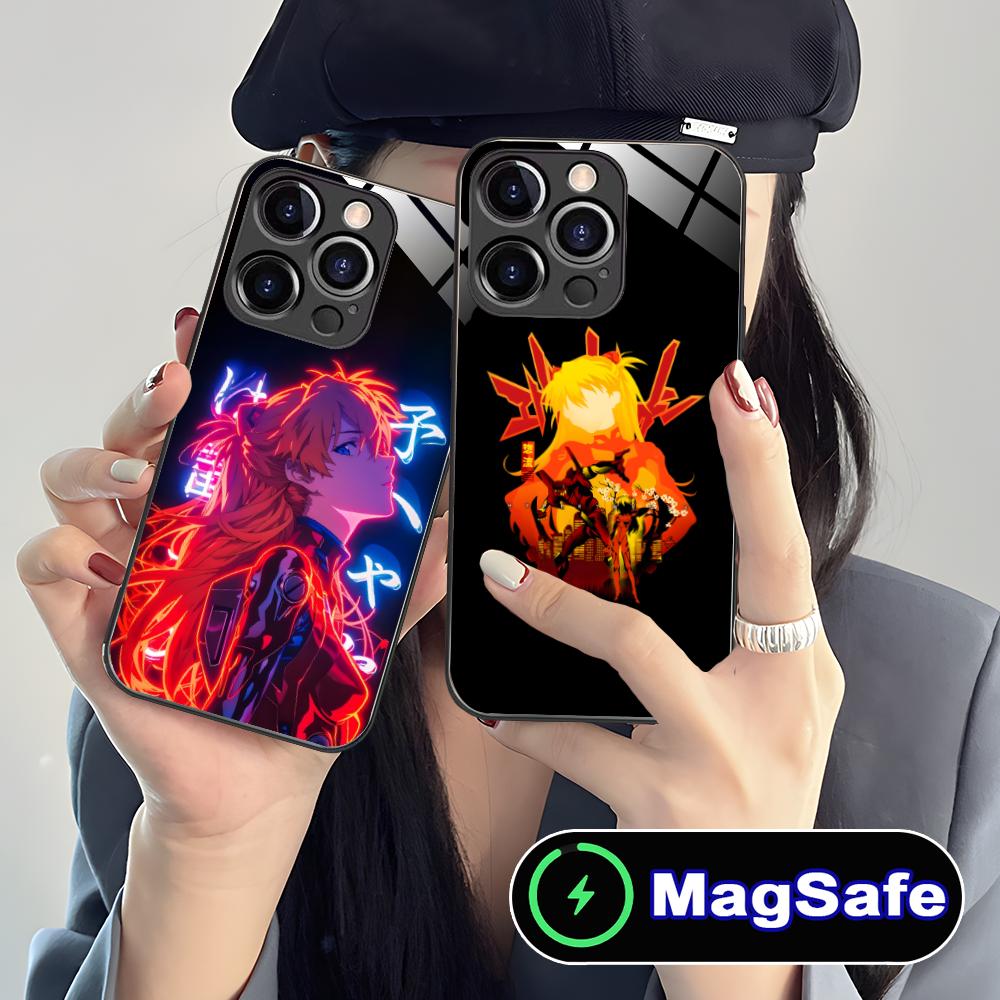 Anime EV Asuka Mobile Phone Case for iPhone 17 16 15 14 13 12 11 Air Pro Max Plus Mini MagSafe Glass Colorful Cover Cover Luxury